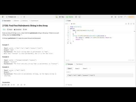 LeetCode DCC February 2024 - Day 13 - 2108. Find First Palindromic String in the Array