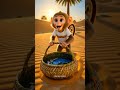 Kind Monkey Saves Fish 🐒💙 (Emotional Story)#FYP #Viral #ForYou #Shorts #CuteBabyMonkey #SaveTheFish