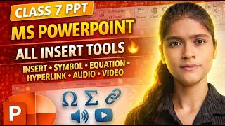 PPT Class 7 | Insert Symbol, Equation, Hyperlink, Audio Video in PowerPoint
