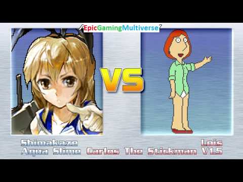 Carlos The Stickman And Lois Griffin VS Aqua Slime And Shimikaze In A MUGEN Match Battle Fight