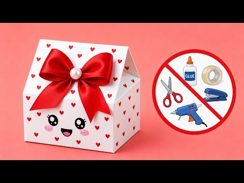 DIY How to make paper bag without glue / origami paper bag / no glue paper box / gift bag craft 