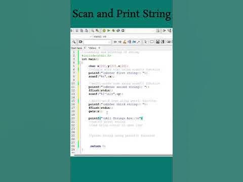 #92 Scanning and printing of string || C Program #shorts #coding # ...