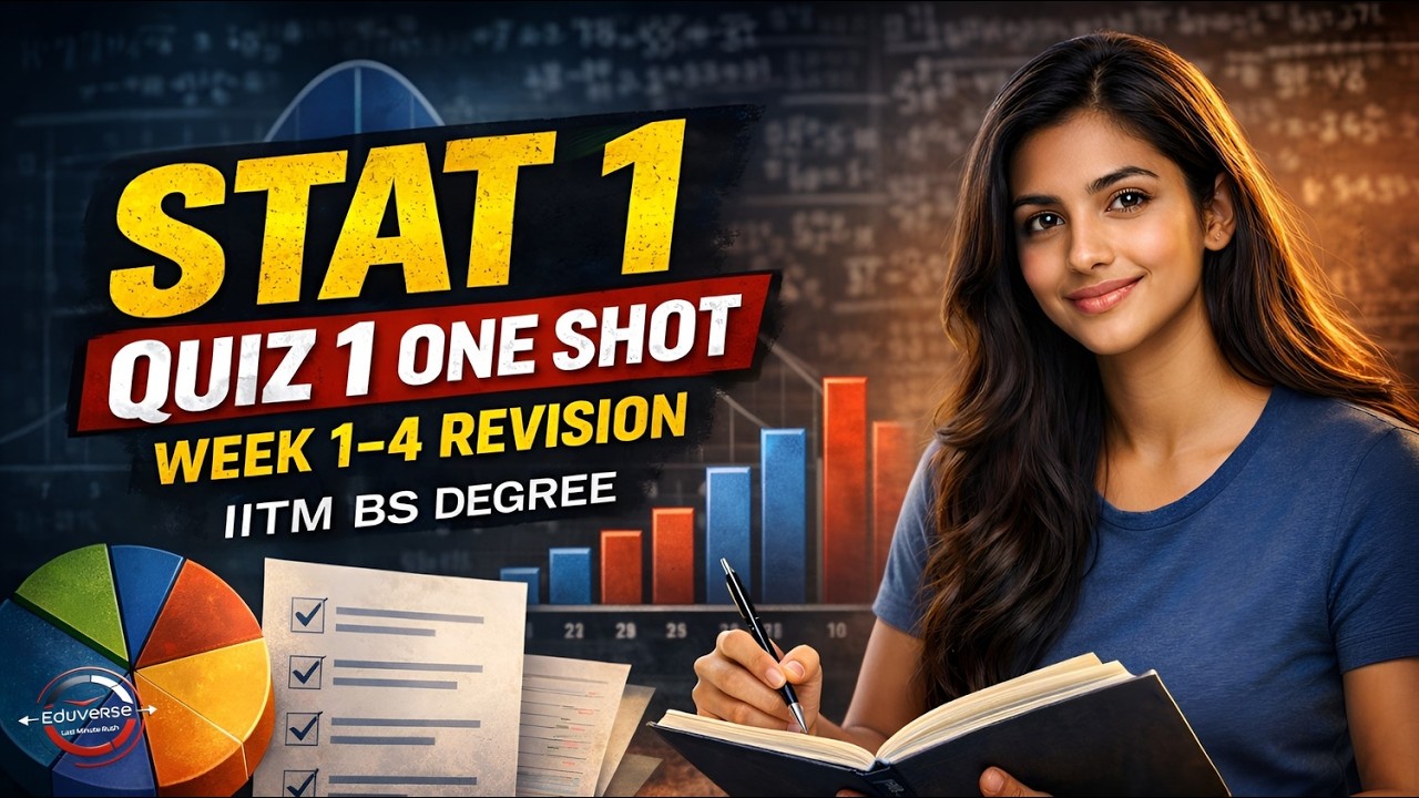 Statistics 1 Quiz 1 One Shot | Week 1–4 Complete Revision | IITM BS Degree Statistics