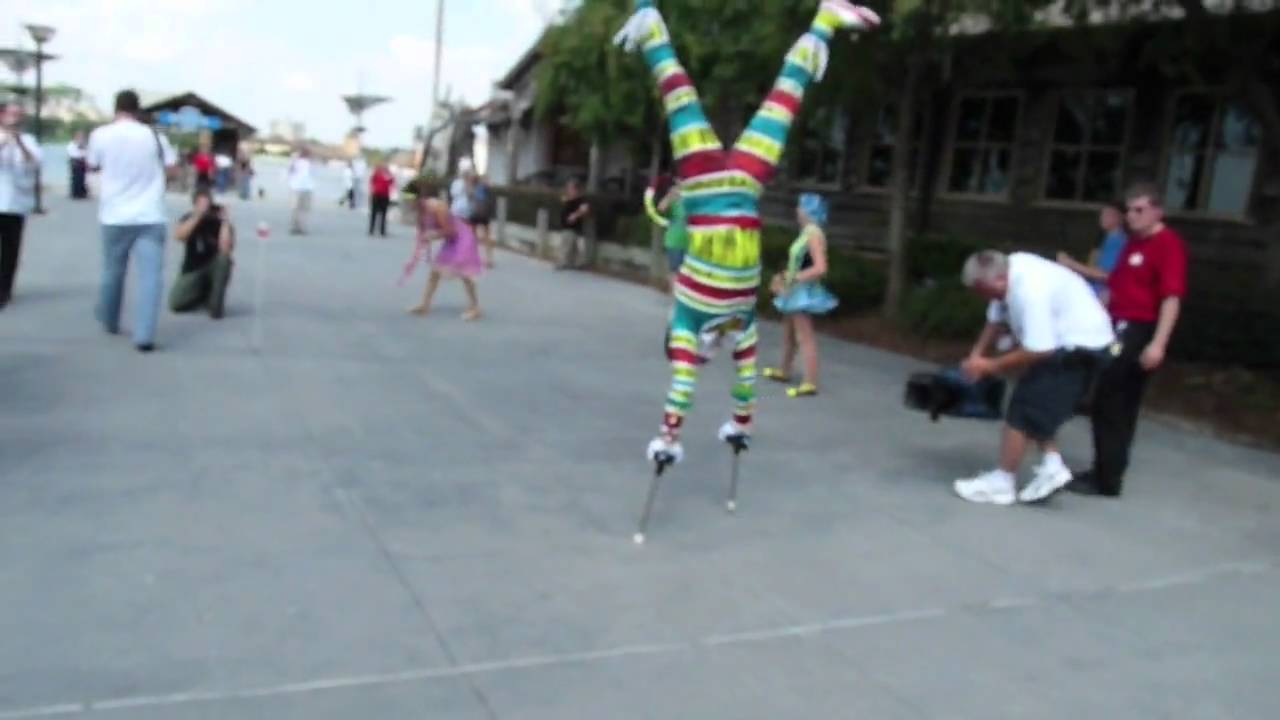 Handstand Stilt Walker Tries To Set Record At Downtown Disney YouTube