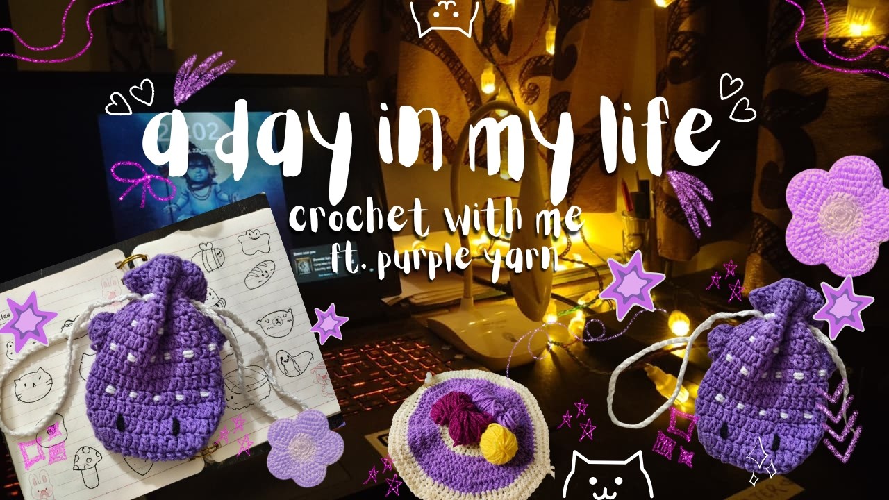 Crochet With me | A chill vlog | Ft. using only purple yarn ✨💯