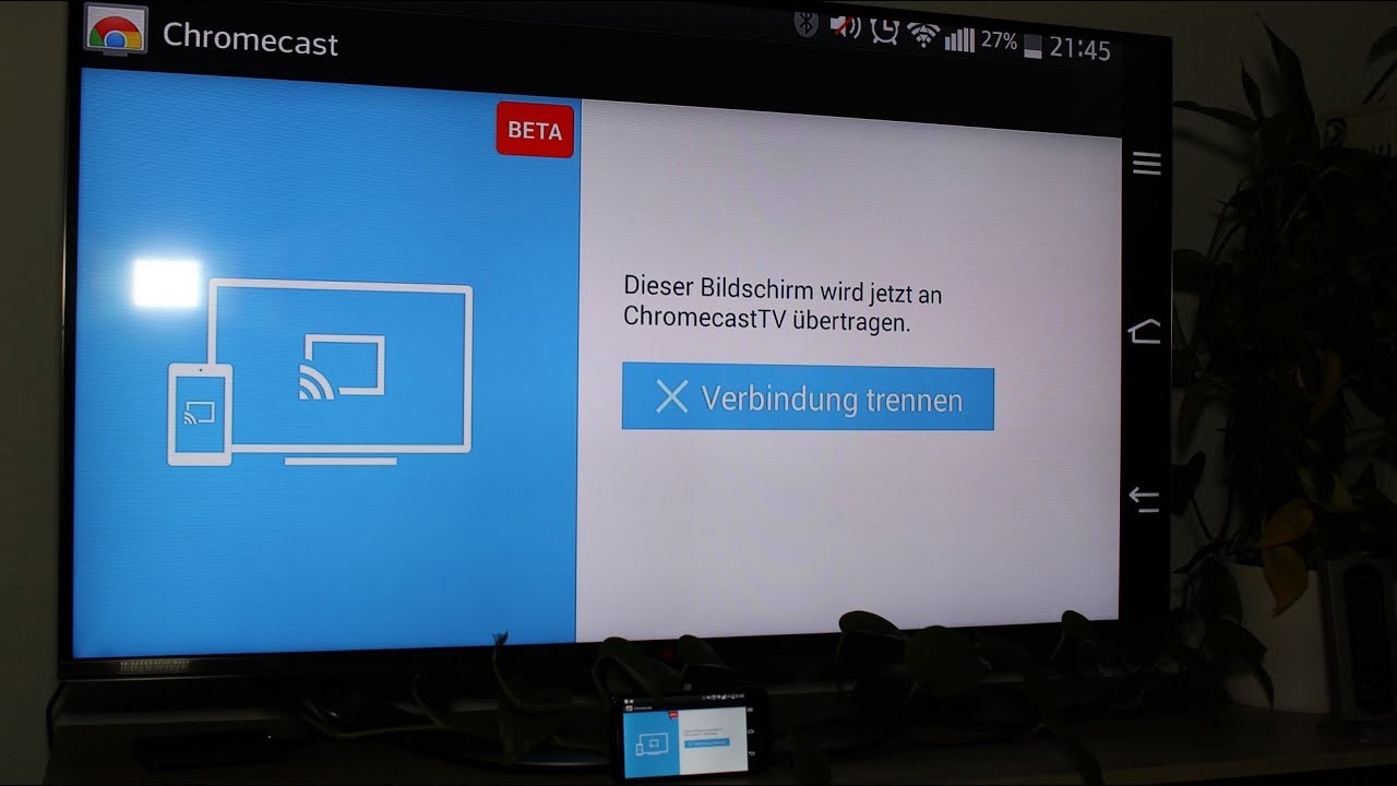 Chromecast Bildschirm spiegeln vom LG G2 YouTube