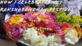 how i celebrated my rakshabandhan festival/thal sajja/how to decorate pooja thali easy only flowers