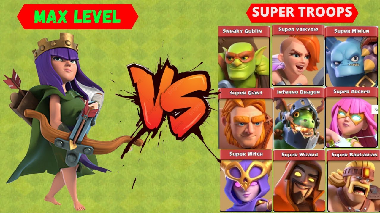Max Archer Queen Vs All Super Troops - Clash of clans | Level 80 Archer Queen