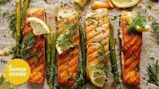 Herbed Salmon With Asparagus & Spiced Fries Edited