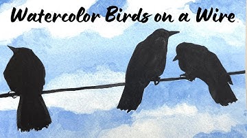 How to Paint Watercolor Birds on a Wire Silhouette Perfect for Beginners DEMO