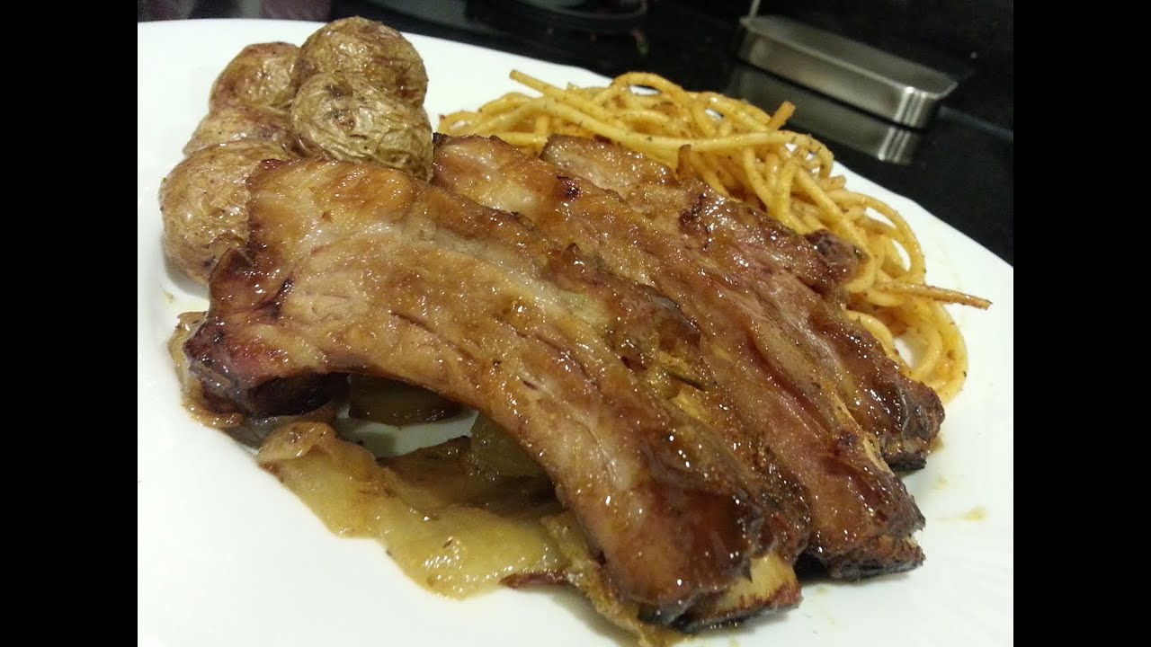 Barbecue Ribs | Roasted Potatoes | Spaghetti | Pasta : ASMR / Mukbang ( Eating Sounds )