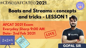 Boats and Streams - Concepts and Tricks - LESSON 1  | Mathematics | Target AFCAT 2021 | Gopal Sharma