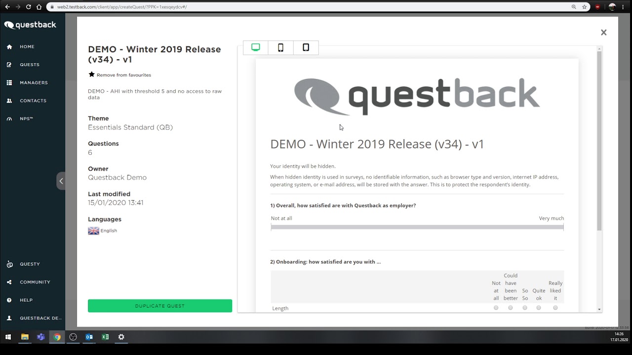Questback Essentials Winter Release 2019/2020 Part II (v34.2) YouTube