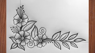 Flower Drawing  | Corner Design | Border Design | Flower Design Drawing | Cushion Cover Design