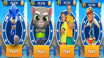 Sonic Dash vs Talking Tom Gold Run vs Vlad and Niki vs Subway Surfers   All Characters Unlocked