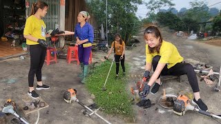 Spending 1 day repairing 4 lawn mowers, girl N only earned 20,000 VND| Mechanical girl N.
