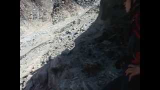 Rock falling in Grand Couloir (Mont Blanc)