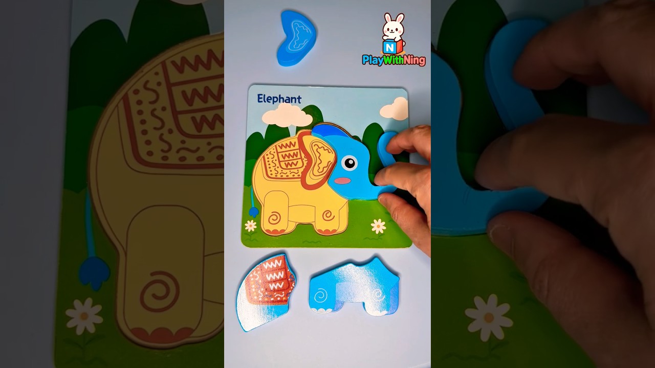 🐘Learn & Play: 4-Piece Elephant Puzzle for Toddler | Fun Animal Learning ✨