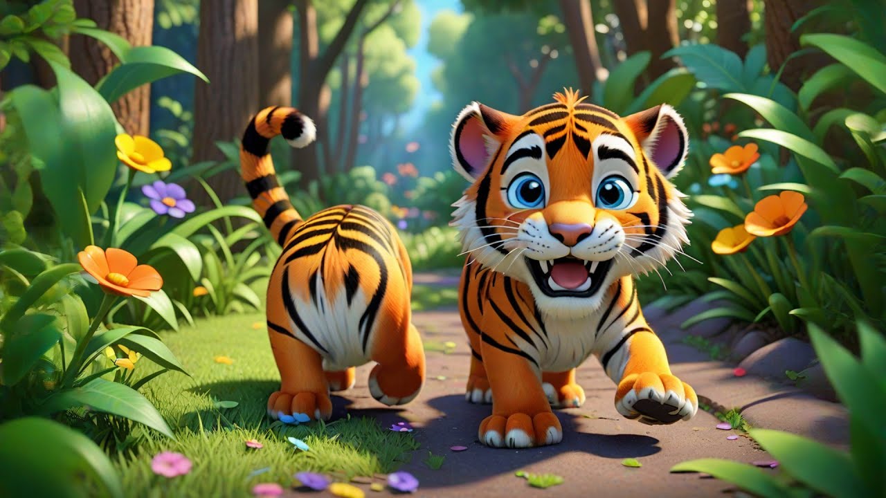 Two Tiny Tigers Roar Together | Jungle Animal Counting Song for Kids | Nursery Rhymes & Baby Songs