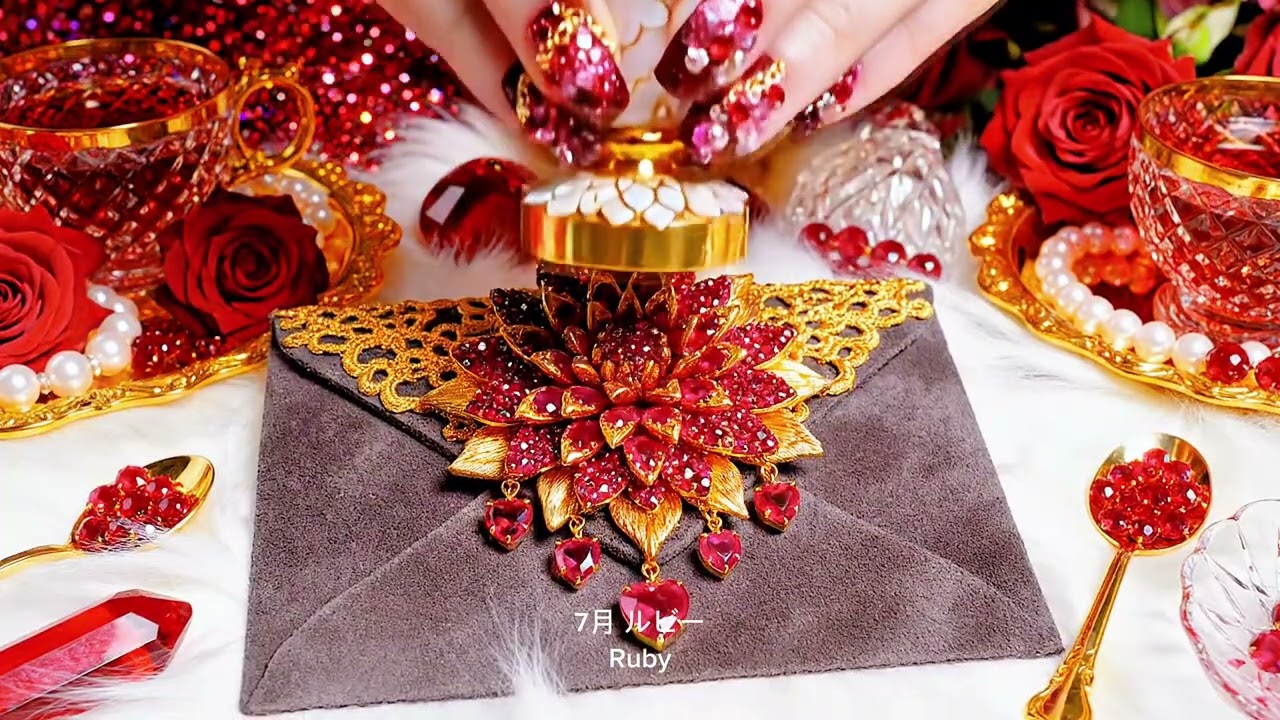 【AI ASMR】豪華絢爛✨ 誕生石ジュエリーブローチ：シーリングスタンプ制作 💎 (Luxury 12 Birthstone Jewelry Brooch Sealing Collection)