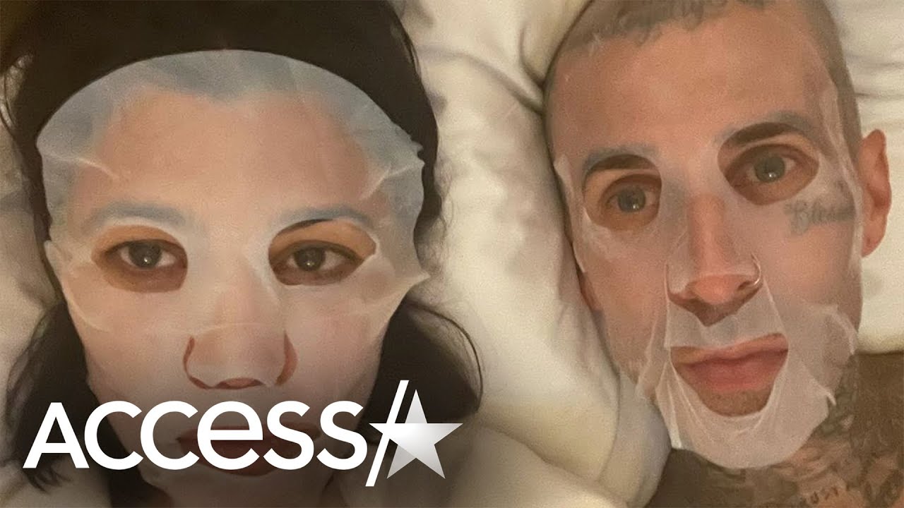 Kourtney Kardashian & Travis Barker Cuddle In Bed w/ Face Masks