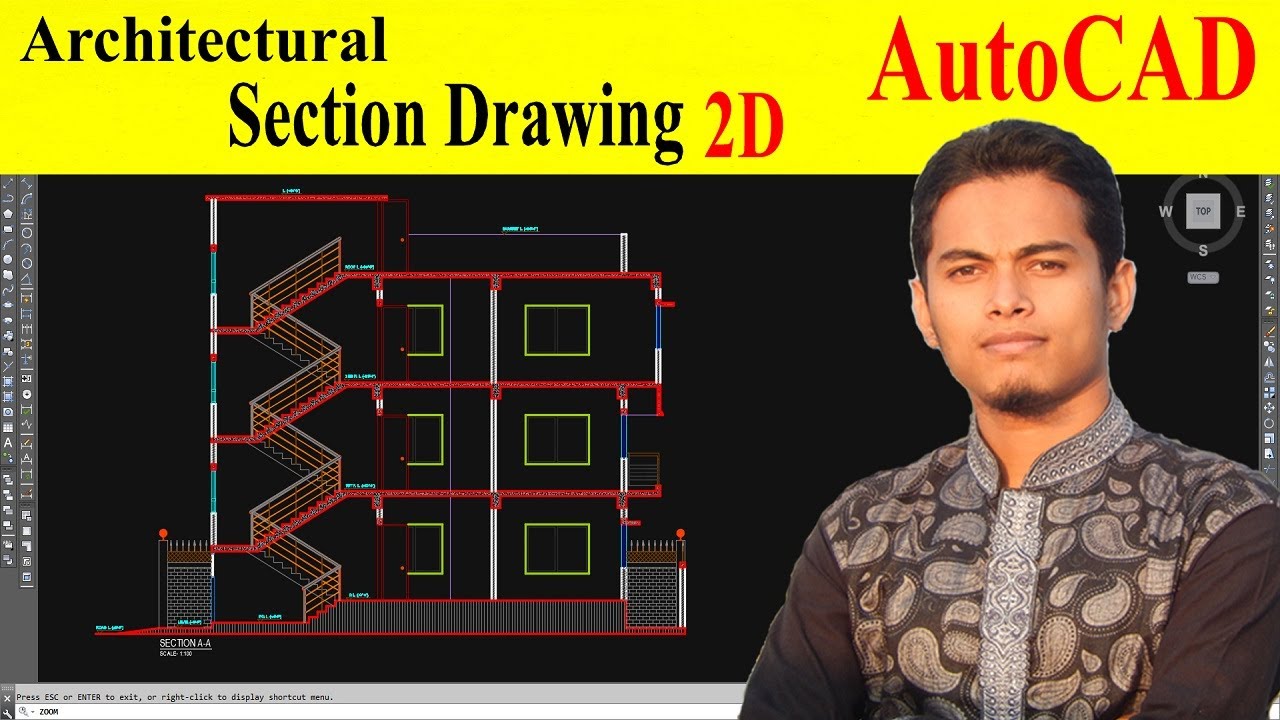 How to draw a building section in AutoCAD at architectural 