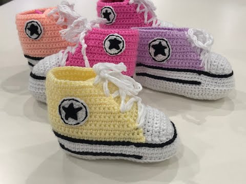 Örgü converse yapımı-Bebek patiği yapımı-crochet converse