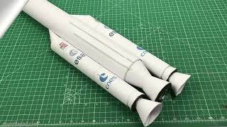Miniature Ariane 5 paper rocket | Display rocket model out of paper | Aerospace exhibition model