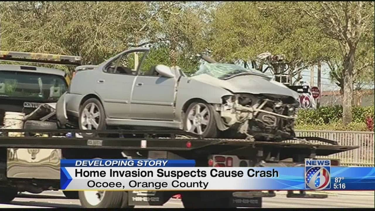 Home invasion suspects lead police on chase, crash into vehicle - YouTube