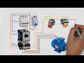 دائرة التشغيل محرك 3 فاز بإستعمال بوش بوتن ON OFF وكونتاكتور وأوفرلود 