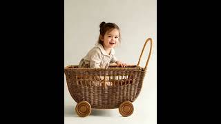Handwoven Baby Walker Push Cart: Perfect Toy for Play, Photography, and 1st Birthday Gifts