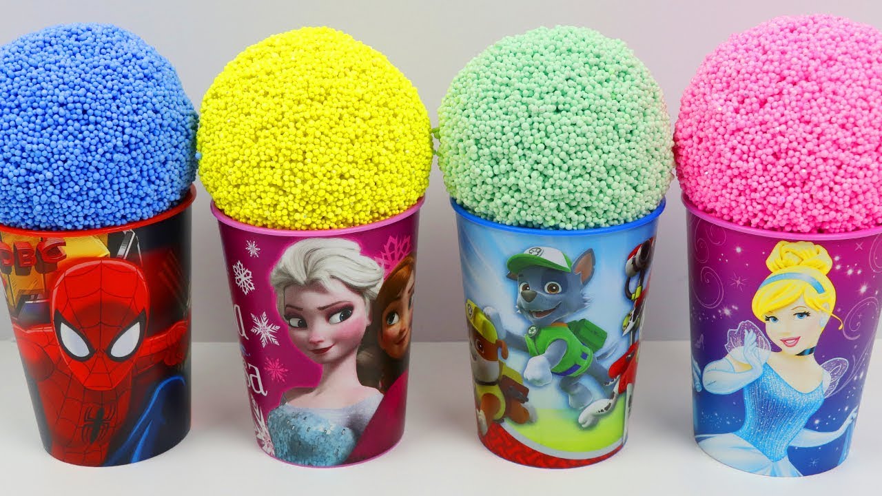 Play Foam Surprise Cups Opening with Disney Princess Cinderella, Queen Elsa, Spider-Man, & More ...