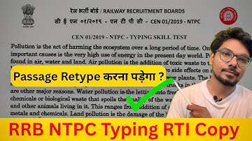 RRB NTPC Typing Official Passage | Backspace Use nhi kar skte 🤯 🤯