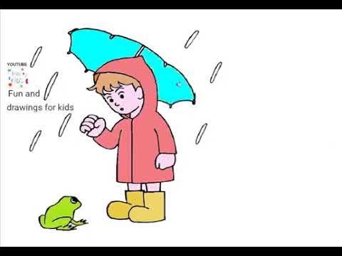 Hvordan man tegner en dreng med en paraply
