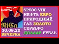 SP500,Нефть,золото,серебро,природный газ,РТС,евродоллар,курс доллара,курс рубля, курс евро