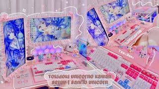 Kawaii Unicorno Theme | Akko Tokidoki 5108S Keyboard + Sanrio Unicorn | Kawaii Setup Dual Monitors💞