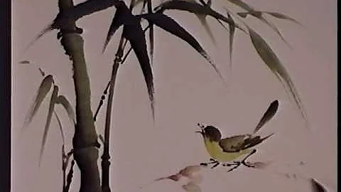 Bamboo and Bird - Chinese Brush Painting by Virgin...