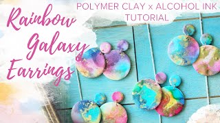 Rainbow Galaxy Earrings | Polymer Clay with Alcohol Ink Tutorial