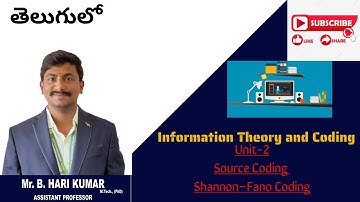 Shannon–Fano Coding Explained with an Example in Information Theory #intelugu #informationtheory