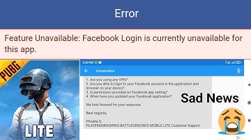 🥺Sad News | Feature Unavailable PUBG mobile lite Problem | Facebook login is currently Unavailable