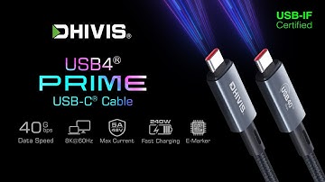 Dhivis USB4, Thunderbolt4, 40Gbps, 8K, 240W [ USB-IF Certified ],  240W Charging USB C to C Cable.