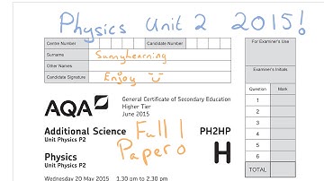 GCSE Physics 2015 AQA Unit 2 Full Paper PH2HP June