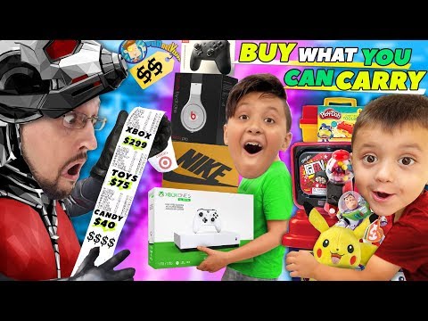 I'LL BUY WHAT YOU CAN CARRY CHALLENGE! Ant-Man Style! (FV Family Shrinking Shopping Challenge)
