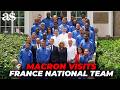 EMMANUEL MACRON visits the FRANCE national football team at CLAIREFONTAINE | WORLD CUP