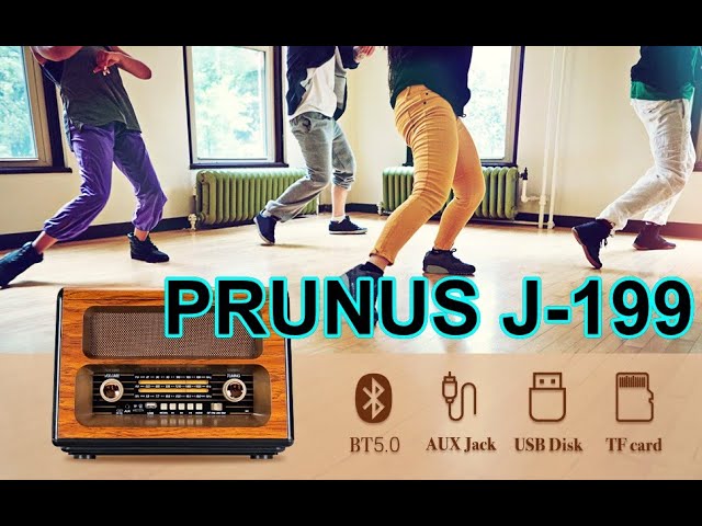 Radio Vintage PRUNUS J-199 Con Bluetooth, AM/FM/SW, Altavoz De 10W, Luz Cálida Y 3 Fuentes De Alimentación