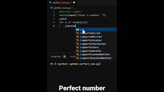 Perfect number code || Python || Code Short