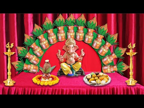 Quick and easy Ganesh Pooja Background Decoration at Home || Ganesh Pooja  decoration ideas at home. - YouTube