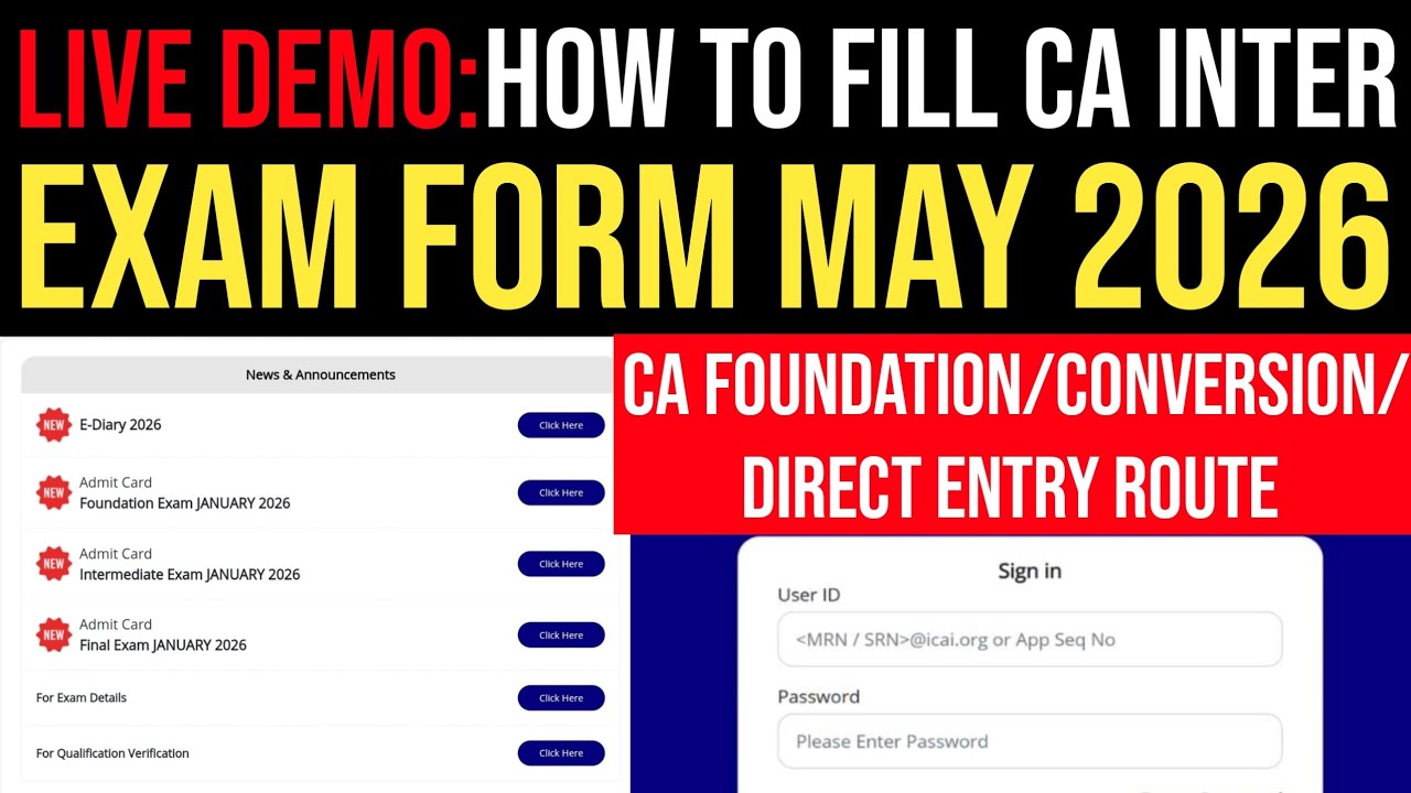 How To Fill CA Inter Exam Form For May 2026 | How To Fill CA Inter May ...