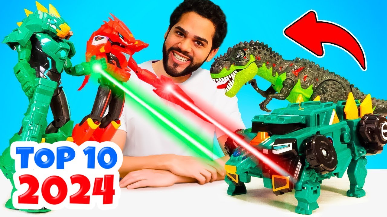 Dinoster Contra o Dinossauro Rex: Batalha de Brinquedos. Vídeo Infantil.