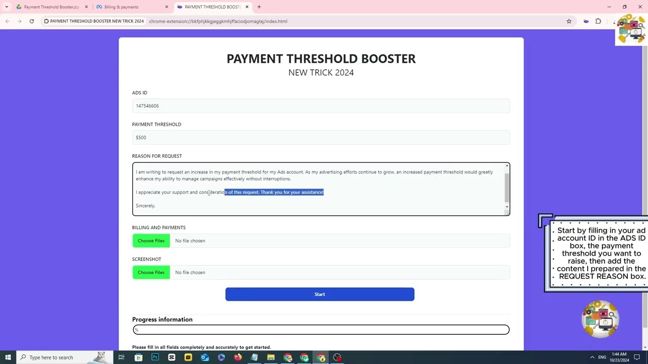 how to increase facebook ads threshold